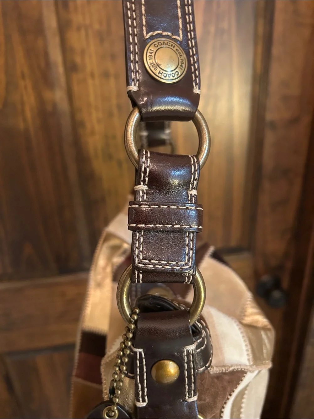 Coach Patchwork Hobo Bag - Brown, Gold & Cream - Picture 5 of 13